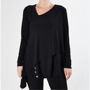 Sympli Navy Blue Charm Angle Asymmetrical Tunic Size 4 Long Sleeve